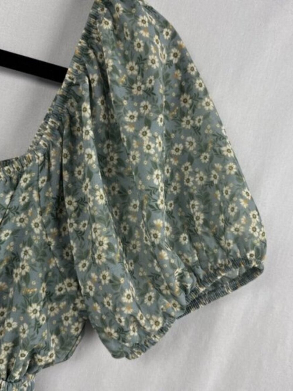 Altar’d State Women's Floral Dress L Sage Green Puff Sleeve Smocked Cottagecore - Picture 8 of 12